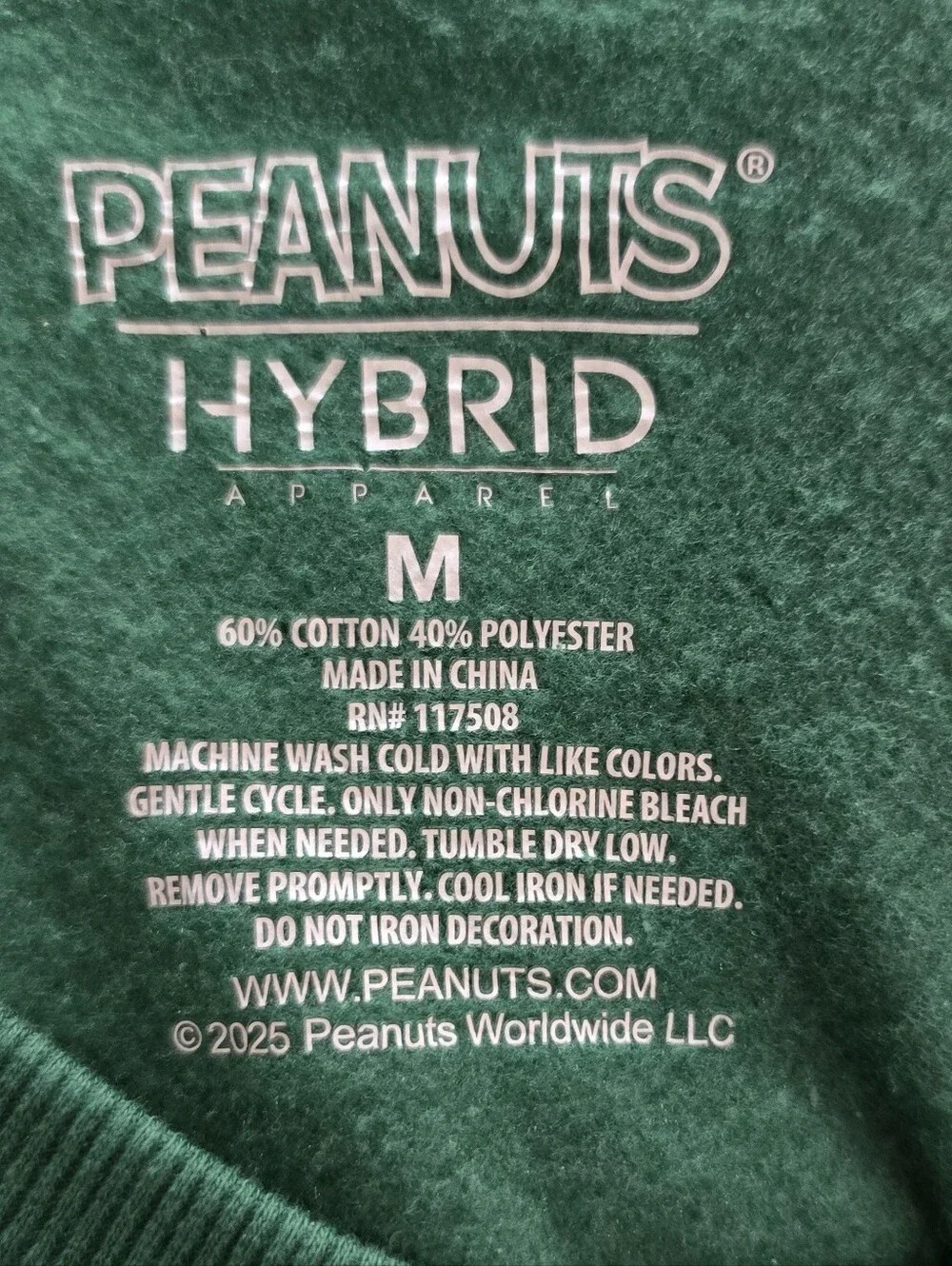 Peanuts Christmas Green Crewneck Sweater with Snoopy Graphic and Red Accents